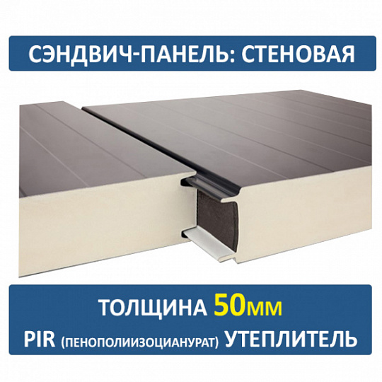 Сэндвич-панель трехслойная ПИР толщиной 50мм